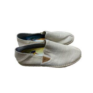 Olukai Kaula Pa'a Kapa Womens Size 8 Beige Linen Slip On Casual Shoes Espadrille